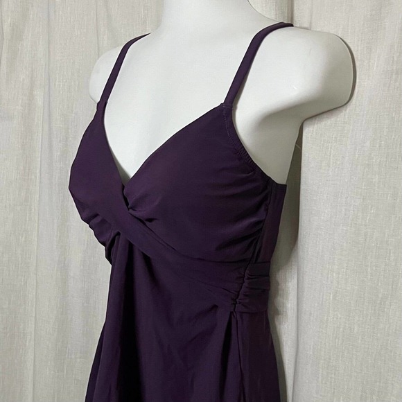 Land’s End Women's Purple Twist Front Lined & Lightly Padded Tankini Top Sz 2 - Picture 5 of 12
